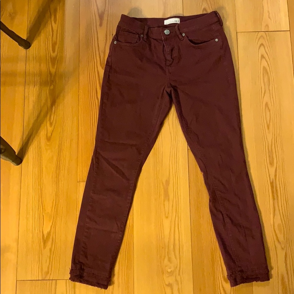 Loft Plum jeans with ruffled bottoms